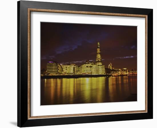 The Shard, City Hall, More London Place, Southwark Crown Court and Hms Belfast at Night, London, En-Mark Chivers-Framed Photographic Print