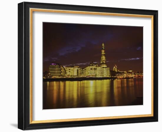 The Shard, City Hall, More London Place, Southwark Crown Court and Hms Belfast at Night, London, En-Mark Chivers-Framed Photographic Print