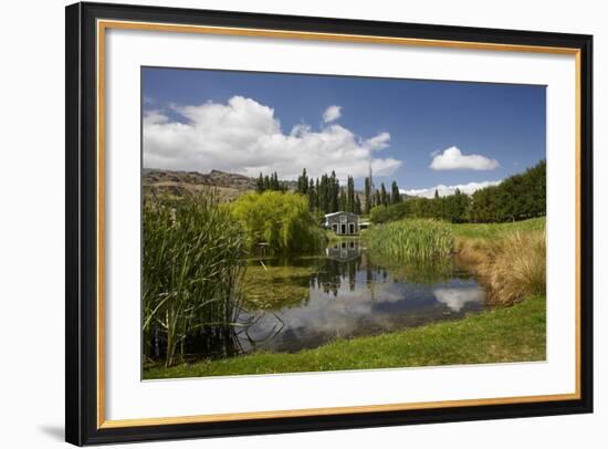 The Shed and Pond, Northburn Vineyard, Central Otago, South Island, New Zealand-David Wall-Framed Photographic Print