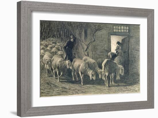 The Sheepfold, 1887-Giovanni Segantini-Framed Giclee Print