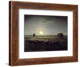 The Sheepfold, Moonlight, 1856-60-Jean-François Millet-Framed Giclee Print
