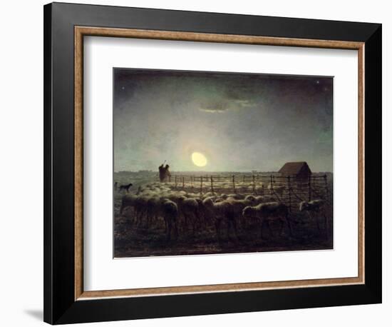 The Sheepfold, Moonlight, 1856-60-Jean-François Millet-Framed Giclee Print