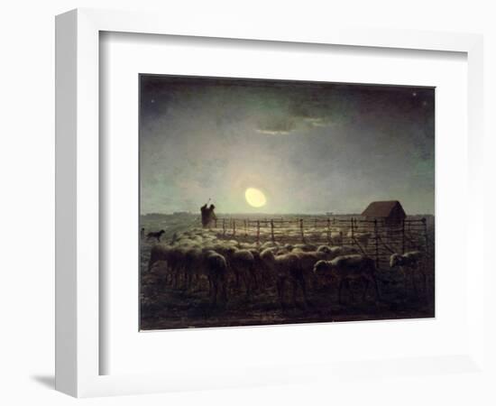 The Sheepfold, Moonlight, 1856-60-Jean-François Millet-Framed Giclee Print