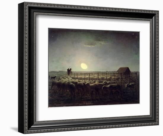 The Sheepfold, Moonlight, 1856-60-Jean-François Millet-Framed Giclee Print