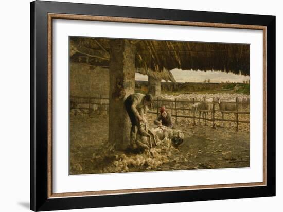 The Sheepshearing, 1883-1884-Giovanni Segantini-Framed Giclee Print