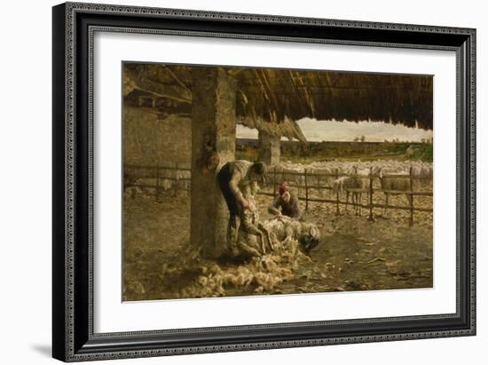 The Sheepshearing, 1883-1884-Giovanni Segantini-Framed Giclee Print