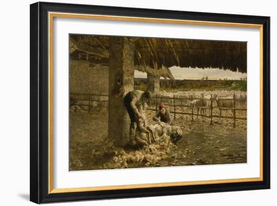 The Sheepshearing, 1883-1884-Giovanni Segantini-Framed Giclee Print