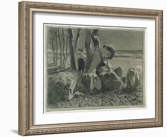 The Shepherd Asleep, 1888-Giovanni Segantini-Framed Giclee Print