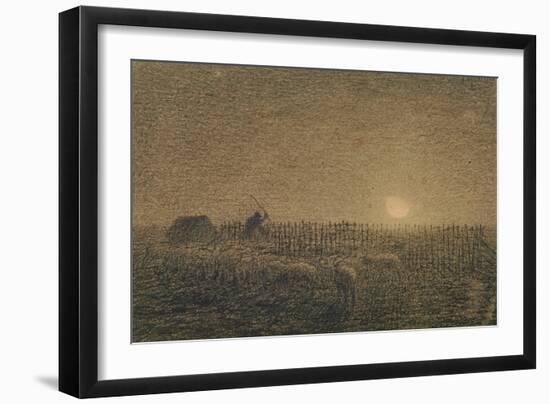 The Shepherd at the Fold by Moonlight-Jean-François Millet-Framed Giclee Print