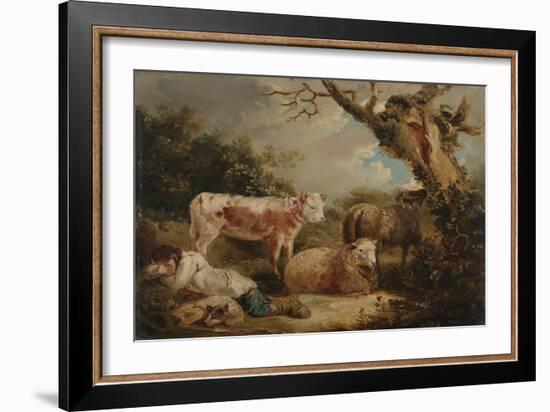 The Shepherd's Rest (Oil on Board)-George Morland-Framed Giclee Print