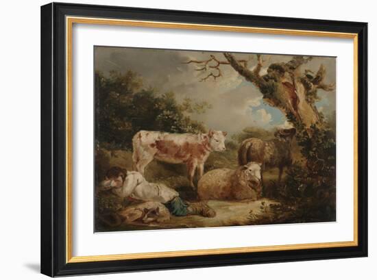 The Shepherd's Rest (Oil on Board)-George Morland-Framed Giclee Print