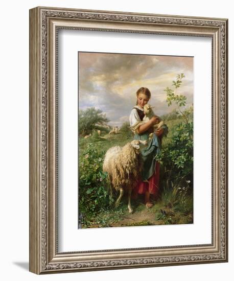 The Shepherdess, 1866-Johann Baptist Hofner-Framed Premium Giclee Print