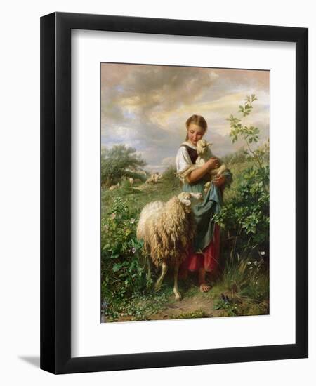 The Shepherdess, 1866-Johann Baptist Hofner-Framed Premium Giclee Print