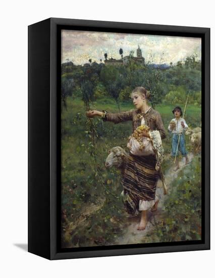 The Shepherdess-Francesco Paolo Michetti-Framed Premier Image Canvas