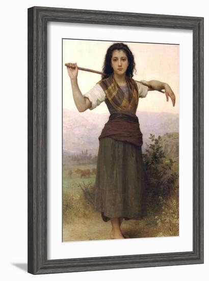 The Shepherdess-William Adolphe Bouguereau-Framed Art Print