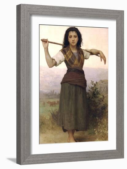 The Shepherdess-William Adolphe Bouguereau-Framed Art Print