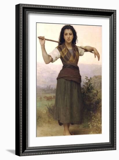 The Shepherdess-William Adolphe Bouguereau-Framed Art Print