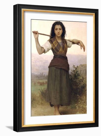 The Shepherdess-William Adolphe Bouguereau-Framed Art Print
