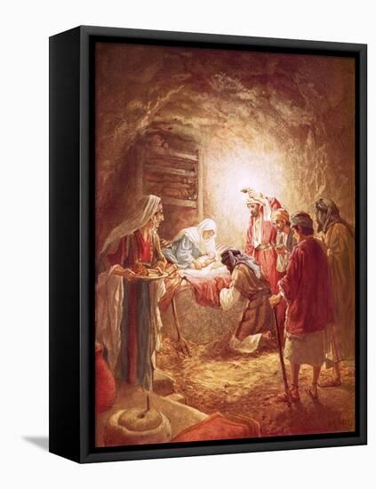 The Shepherds Finding the Infant Christ Lying in a Manger-William Brassey Hole-Framed Premier Image Canvas