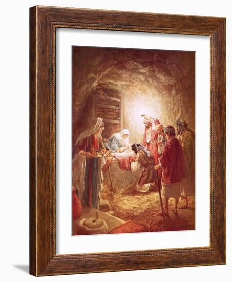 The Shepherds Finding the Infant Christ Lying in a Manger-William Brassey Hole-Framed Giclee Print