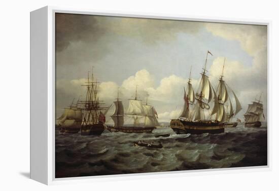 The Ship Castor and Other Vessels in Choppy Sea, 1802-Thomas Luny-Framed Premier Image Canvas