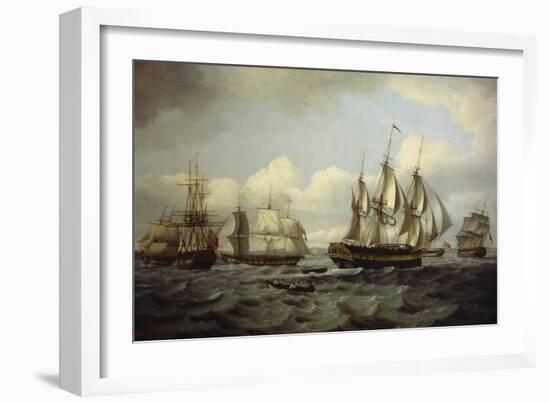 The Ship Castor and Other Vessels in Choppy Sea, 1802-Thomas Luny-Framed Giclee Print