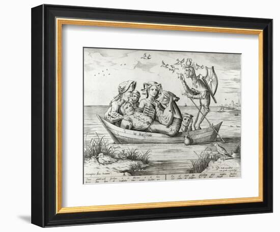 The Ship of Fools, Engraved by Pieter Ven Der Heyden, 1559-Hieronymus Bosch-Framed Giclee Print