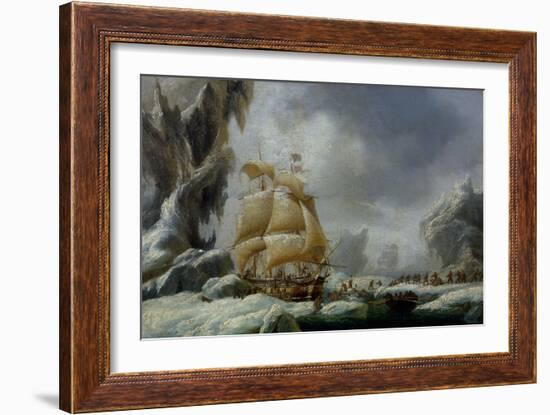 The Ship of Jules Dumont D'Urville Stuck in an Ice Floe in Antarctica-Louis Garneray-Framed Giclee Print