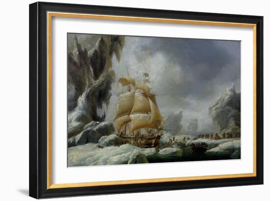 The Ship of Jules Dumont D'Urville Stuck in an Ice Floe in Antarctica-Louis Garneray-Framed Giclee Print