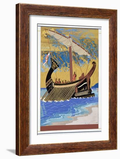 The Ship of Odysseus, from 'Homer: The Odessy', Published Paris 1930-33-Francois-Louis Schmied-Framed Giclee Print