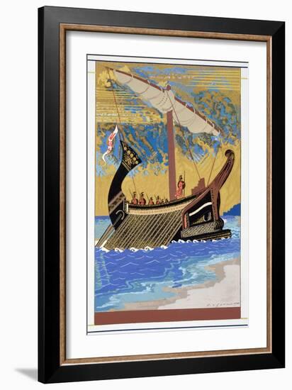 The Ship of Odysseus, from 'Homer: The Odessy', Published Paris 1930-33-Francois-Louis Schmied-Framed Giclee Print