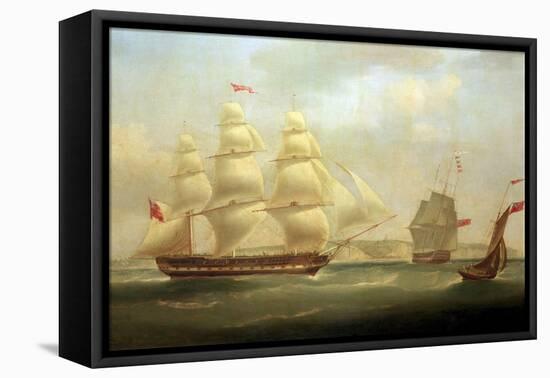 The Ship 'Roxburgh Castle' with the Ship 'Sir Edward Paget', off the Coast of Dover (England), With-William John Huggins-Framed Premier Image Canvas