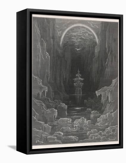 The Ship Sails into the Icy Waters Near the South Pole Accompanied by the Albatross-Gustave Dor?-Framed Premier Image Canvas