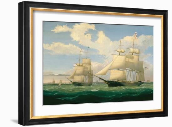 The Ships “Winged Arrow” and “Southern Cross” in Boston Harbor, 1853-Fitz Hugh Lane-Framed Art Print