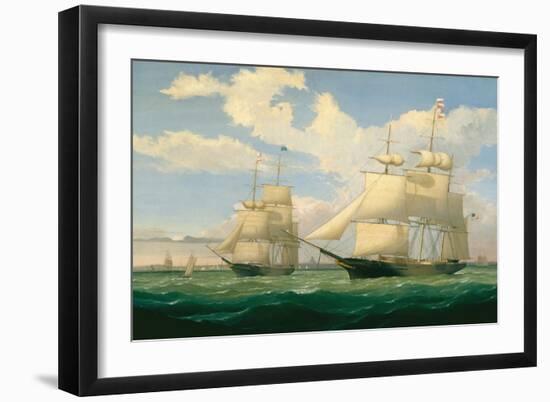 The Ships “Winged Arrow” and “Southern Cross” in Boston Harbor, 1853-Fitz Hugh Lane-Framed Art Print