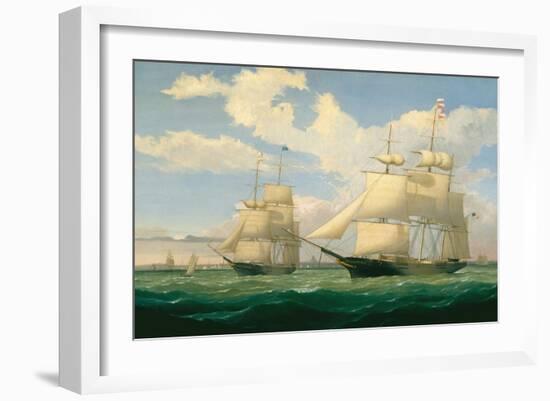 The Ships “Winged Arrow” and “Southern Cross” in Boston Harbor, 1853-Fitz Hugh Lane-Framed Art Print