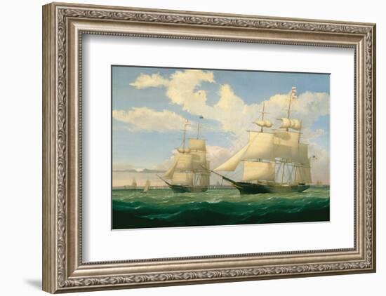 The Ships “Winged Arrow” and “Southern Cross” in Boston Harbor, 1853-Fitz Hugh Lane-Framed Art Print