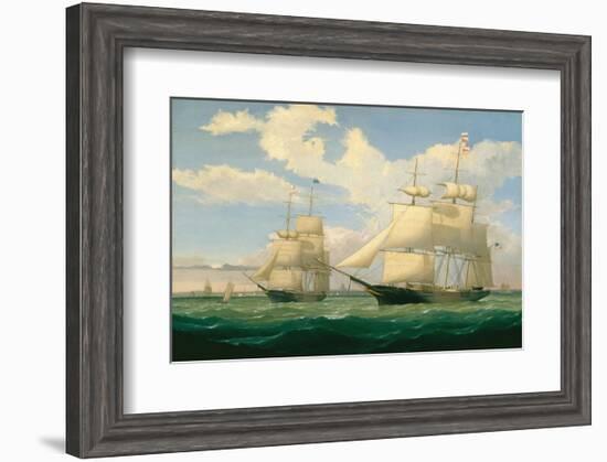 The Ships “Winged Arrow” and “Southern Cross” in Boston Harbor, 1853-Fitz Hugh Lane-Framed Art Print