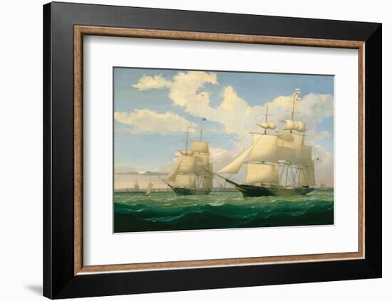 The Ships “Winged Arrow” and “Southern Cross” in Boston Harbor, 1853-Fitz Hugh Lane-Framed Art Print