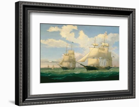 The Ships “Winged Arrow” and “Southern Cross” in Boston Harbor, 1853-Fitz Hugh Lane-Framed Art Print