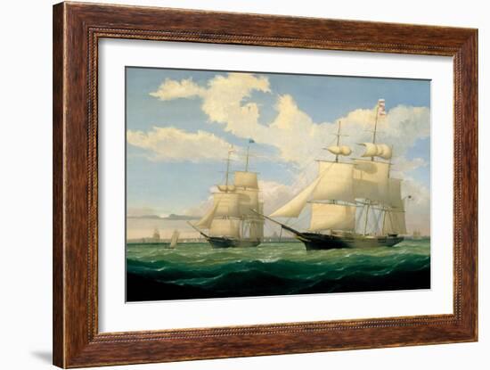 The Ships 'Winged Arrow' and 'Southern Cross' in Boston Harbour, 1853-Fitz Henry Lane-Framed Giclee Print