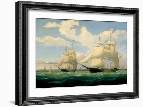 The Ships 'Winged Arrow' and 'Southern Cross' in Boston Harbour, 1853-Fitz Henry Lane-Framed Giclee Print