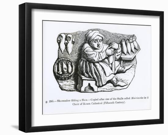 The Shoemaker Fitting a Shoe-null-Framed Giclee Print