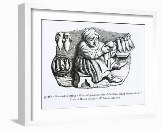 The Shoemaker Fitting a Shoe-null-Framed Giclee Print