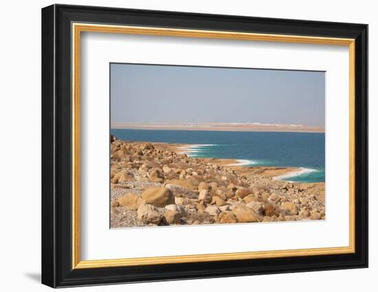 The shore with white salt formation on the beach, Dead Sea, Jordan, Middle East-Francesco Fanti-Framed Photographic Print