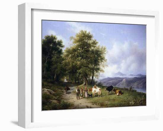 The Shores of Lake Iseo-Giuseppe Canella-Framed Giclee Print