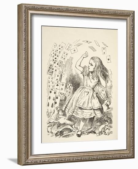 The Shower of Cards, from 'Alice's Adventures in Wonderland' by Lewis Carroll (1832 - 98), Publishe-John Tenniel-Framed Giclee Print