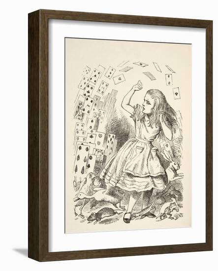 The Shower of Cards, from 'Alice's Adventures in Wonderland' by Lewis Carroll (1832 - 98), Publishe-John Tenniel-Framed Giclee Print