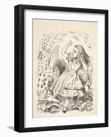 The Shower of Cards, from 'Alice's Adventures in Wonderland' by Lewis Carroll (1832 - 98), Publishe-John Tenniel-Framed Giclee Print