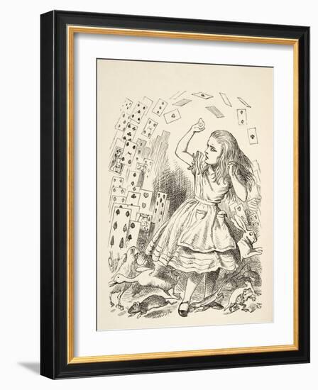 The Shower of Cards, from 'Alice's Adventures in Wonderland' by Lewis Carroll (1832 - 98), Publishe-John Tenniel-Framed Giclee Print